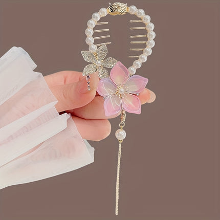 Elegant Tassel Rhinestone Claw Clips Set