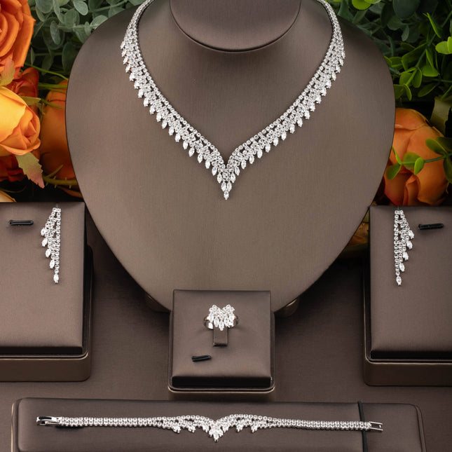 Elegant V-Neck Choker & Earrings Set