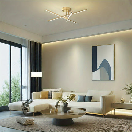 60.5cm Golden LED Chandelier - 3-Light Semi Flush Mount