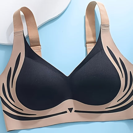 Seamless Color Block Wireless Bra
