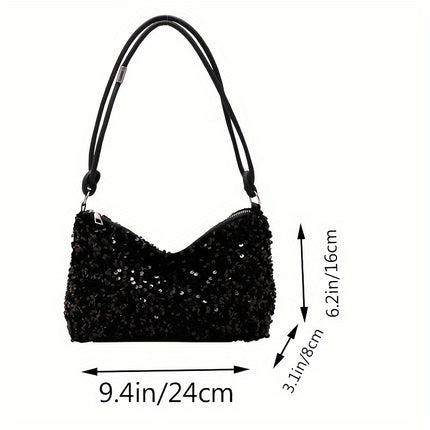 Chic Black Sequin Shoulder Bag