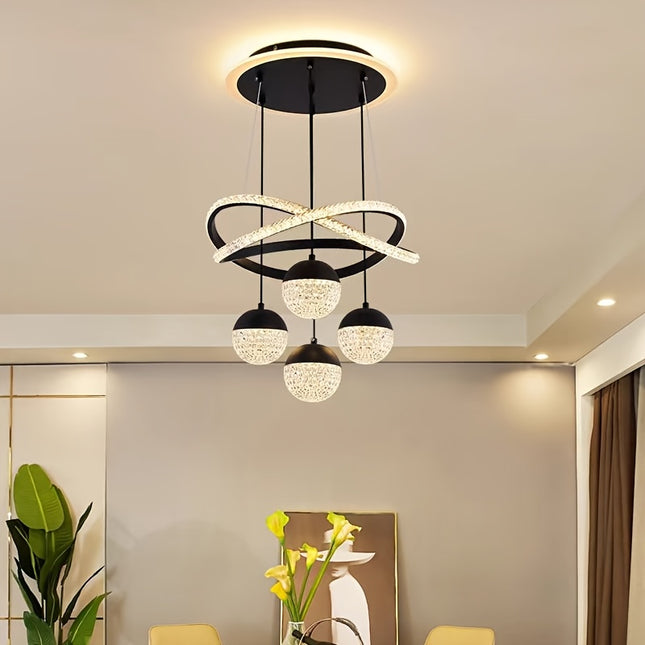 Elegant LED Ceiling Light & Chandelier Combo - Brushed Gold