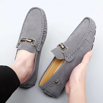Men's Moccasin Loafers with Metallic Decor