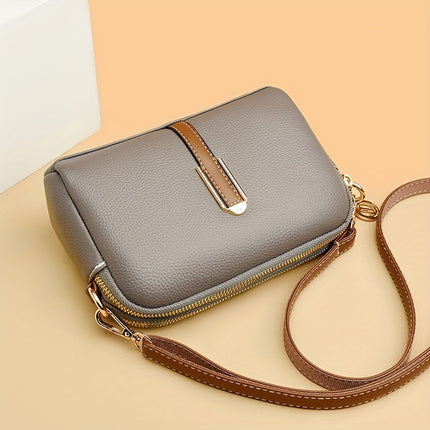 Vintage Litchi Embossed Crossbody Bag