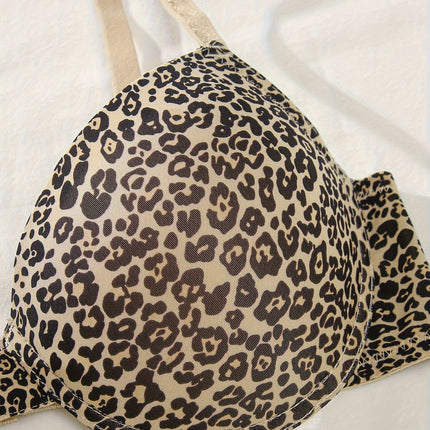 5pcs Leopard & Solid T-Shirt Bra Set