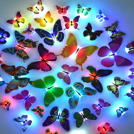 Colorful Glowing Butterfly Night Light - 3D LED Wall Sticker
