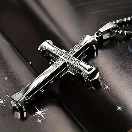 Men's Rhinestone Cross Necklace