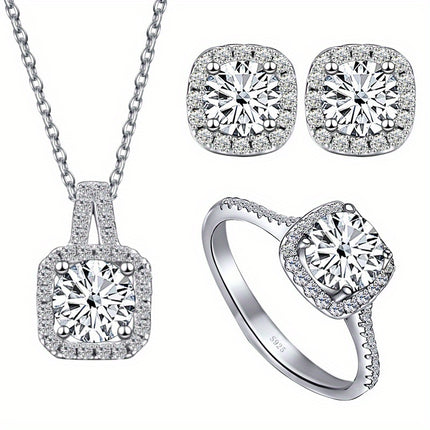Moissanite 925 Sterling Silver Jewelry Set