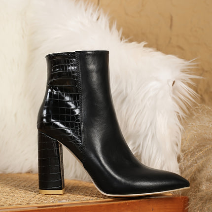Chic Croc-Pattern Ankle Boots