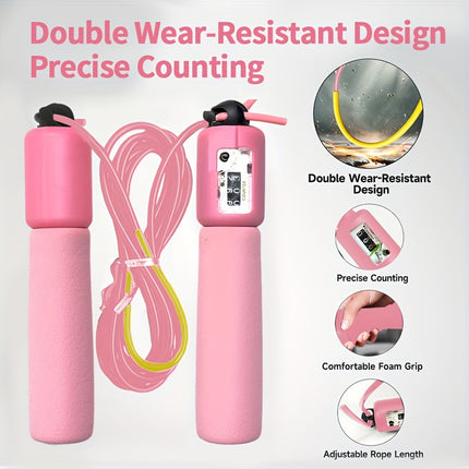 Adjustable Black Jump Rope with Counter & Foam Grip