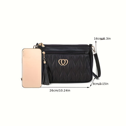 Elegant Quilted Crossbody Bag with Tassel