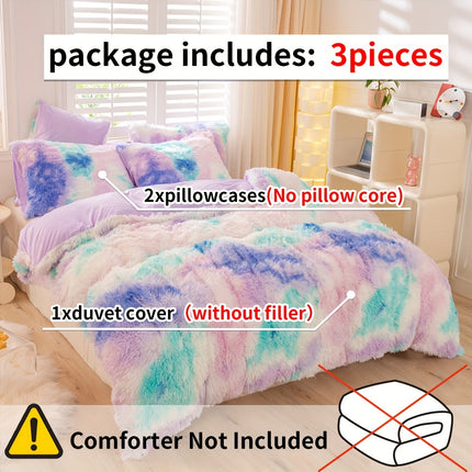 Cozy Tie-Dye Plush Duvet Cover Set - Soft & Stylish