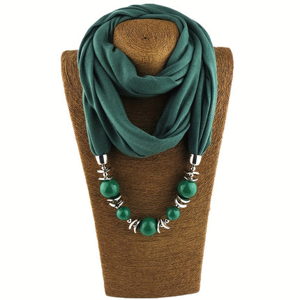 Boho Resin Bead Pendant Scarf