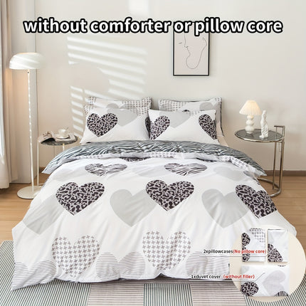 Leopard Print Heart Comforter Set - Cozy & Stylish Bedding