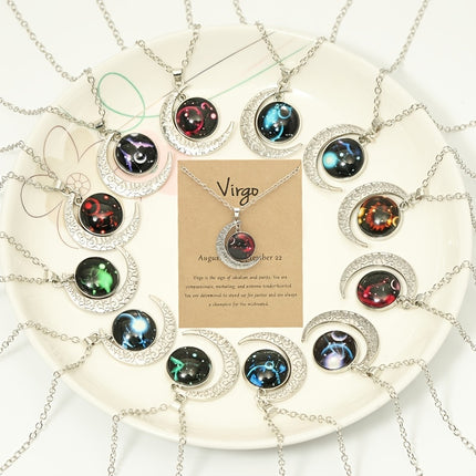 Luminous Zodiac Cross Pendant Necklace