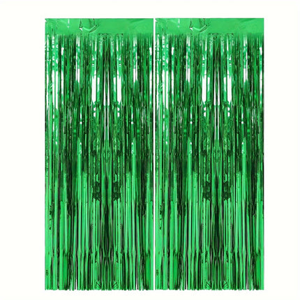 2 Packs Set of Foil Streamer Fringe Backdrop & Tinsel Metallic Decoration