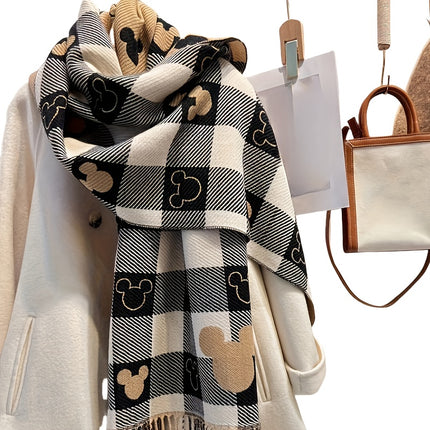 Elegant Double-Sided Heart Check Scarf