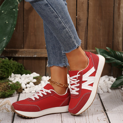 Trendy Red Platform Sneakers