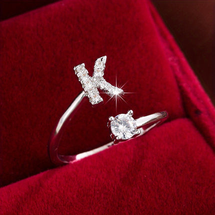 Adjustable Letter Zirconia Copper Ring