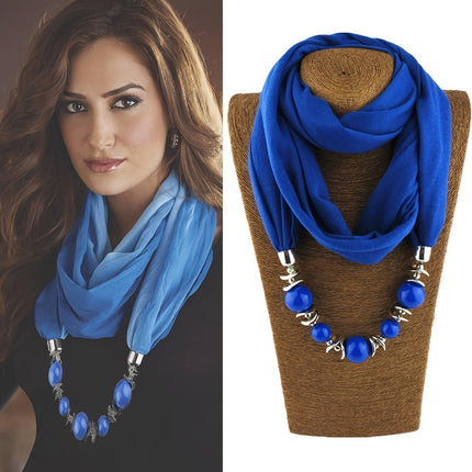 Boho Resin Bead Pendant Scarf