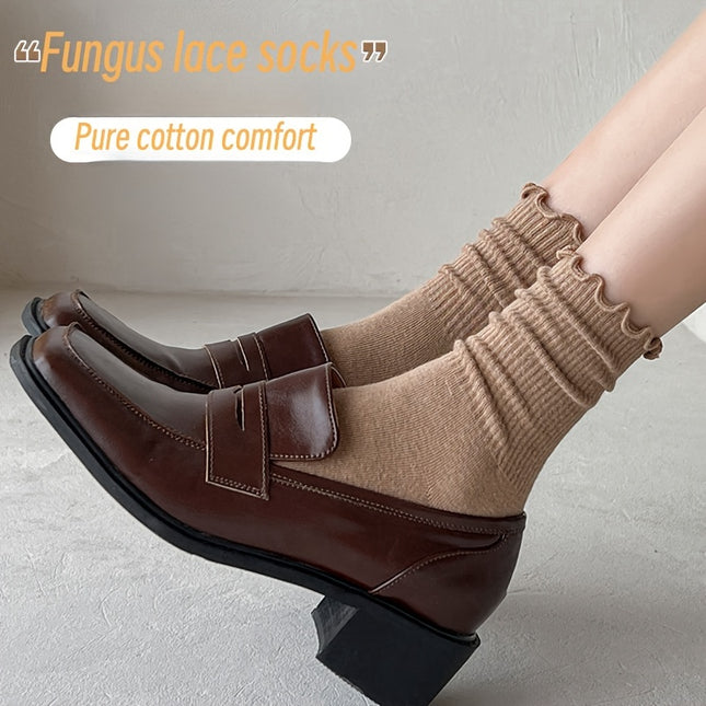 Women's Cotton Mid-Calf Lace Socks (6 Pairs)