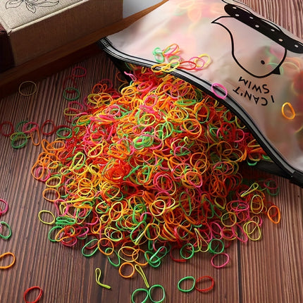 1000pcs Colorful Disposable Rubber Bands
