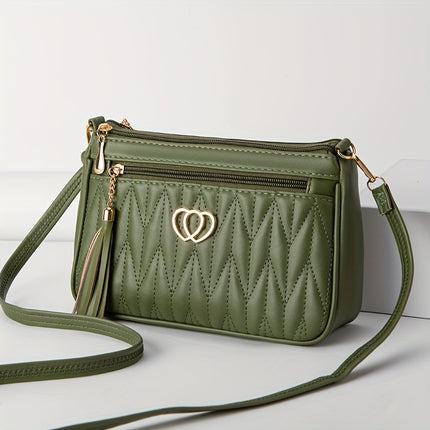 Elegant Quilted Crossbody Bag with Tassel
