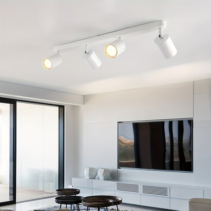 LED Ceiling Spotlight 4 Bulbs – White Swiveling GU10 Ceiling Lamp