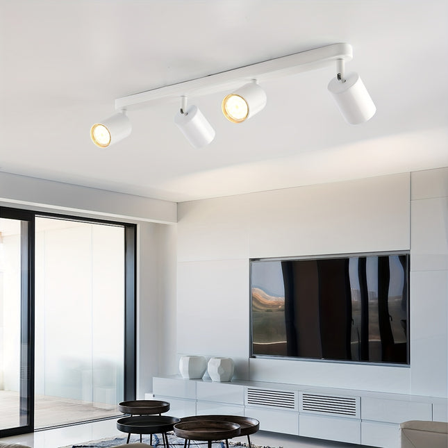 LED Ceiling Spotlight 4 Bulbs – White Swiveling GU10 Ceiling Lamp