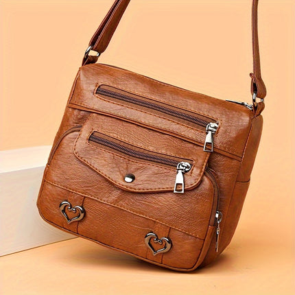 Retro Heart Decor Crossbody Bag