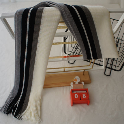 Men’s Striped Tassel Acrylic Scarf