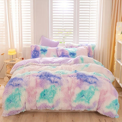 Cozy Tie-Dye Plush Duvet Cover Set - Soft & Stylish