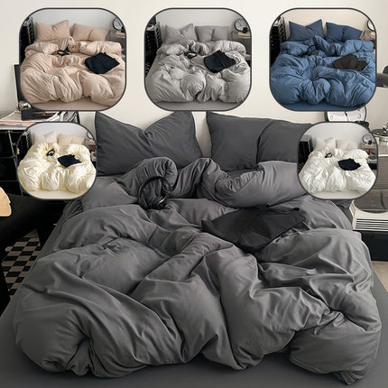 Solid Color Soft Sanded Duvet Cover Set
