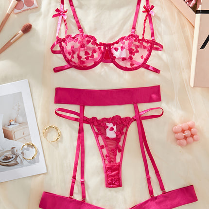 2025 European & American Love Embroidery Lingerie Set