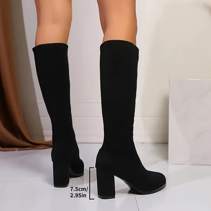 Chic Knee-High Chunky Heel Boots