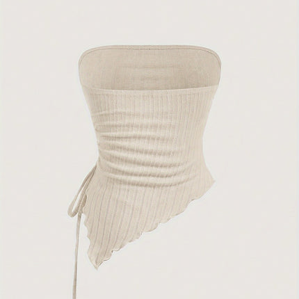 Y2K Drawstring Tube Top – Asymmetric Summer Chic - Monti Bargains