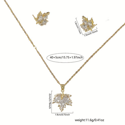 Maple Leaf CZ Jewelry Set