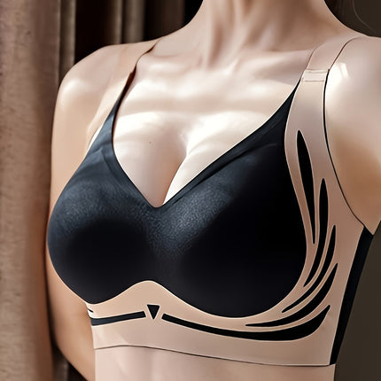 Seamless Color Block Wireless Bra
