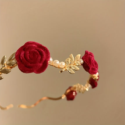 Rose Faux Pearl Hair Hoop