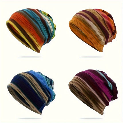 Stripe Print Pullover Winter Beanie