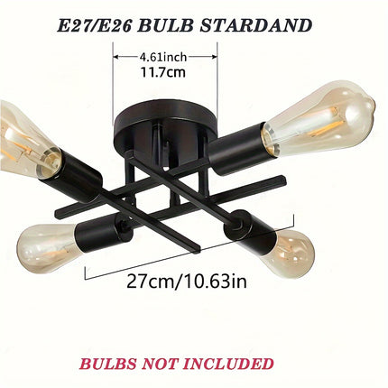 Modern Black Iron Satellite Ceiling Light – Industrial E27/E26 Bulb