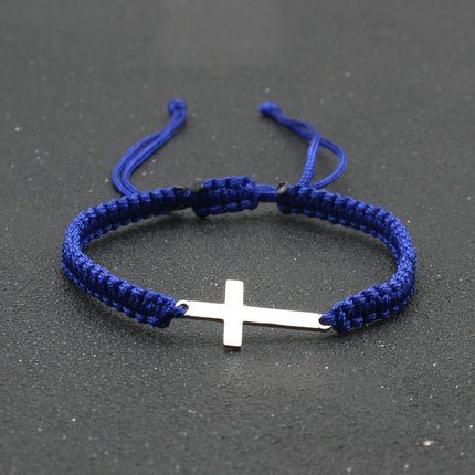 Men's Braided Stainless Steel Cross Bracelet