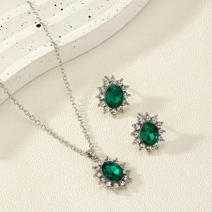 Retro Sunflower Gemstone Jewelry Set
