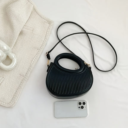 Black Striped Embossed Crossbody Bag