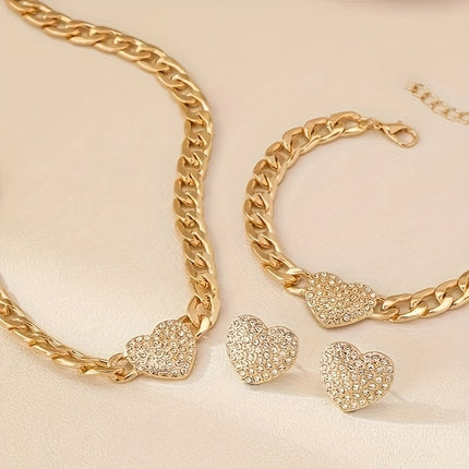 Chic Heart-Shaped Bling Set