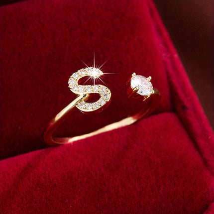 Adjustable Letter Zirconia Copper Ring