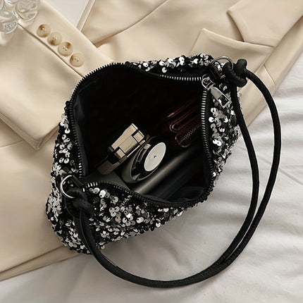 Chic Black Sequin Shoulder Bag