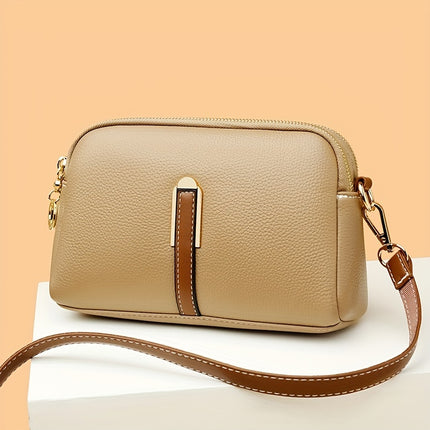 Vintage Litchi Embossed Crossbody Bag