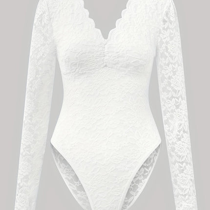 Elegant Lace Long-Sleeved Bodysuit