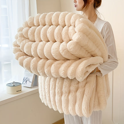 Champagne Plush Throw Blanket – Soft All-Season Comfort - Monti Bargains